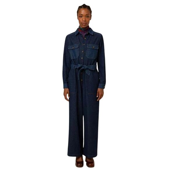 FRNCH Women's Sandrine Jumpsuit Size S In Denim - Picture 1 of 11